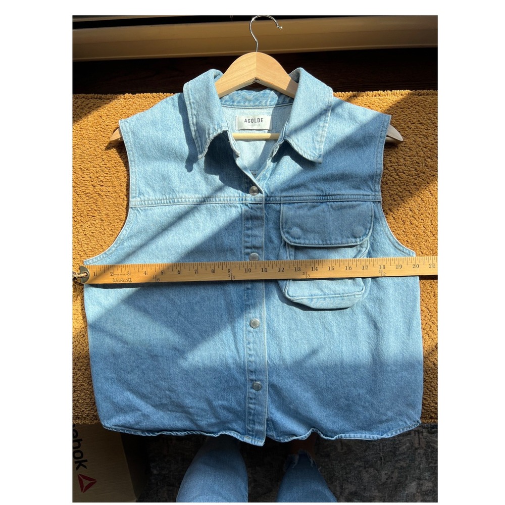 Agolde 100% Organic Cotton Womens Denim Vest Y2K Indie Sleaze Western Size M - Picture 14 of 14
